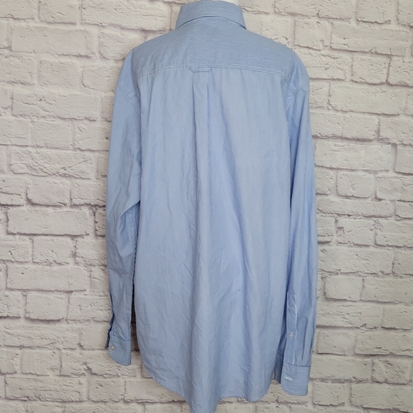Chaps Easy Care Men's BLUE Striped  Long Sleeve Button Down Shirt. Large - Picture 4 of 9